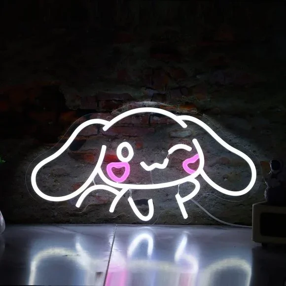 Neon Cinnamoroll Bunny Kawaii Cartoon Cute Chibi Teen Kids Girl Room Wall Decor - Picture 4 of 6